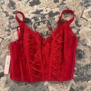 Victoria's Secret Red Lace Bustier Top